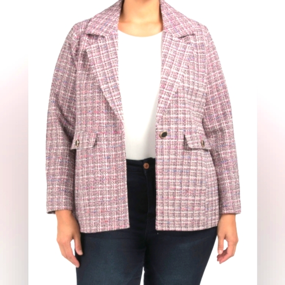 BAGATELLE COLLECTION Plus Boxy Fit Boucle Blazer, 1X, Pink multi, NWT - Picture 3 of 14